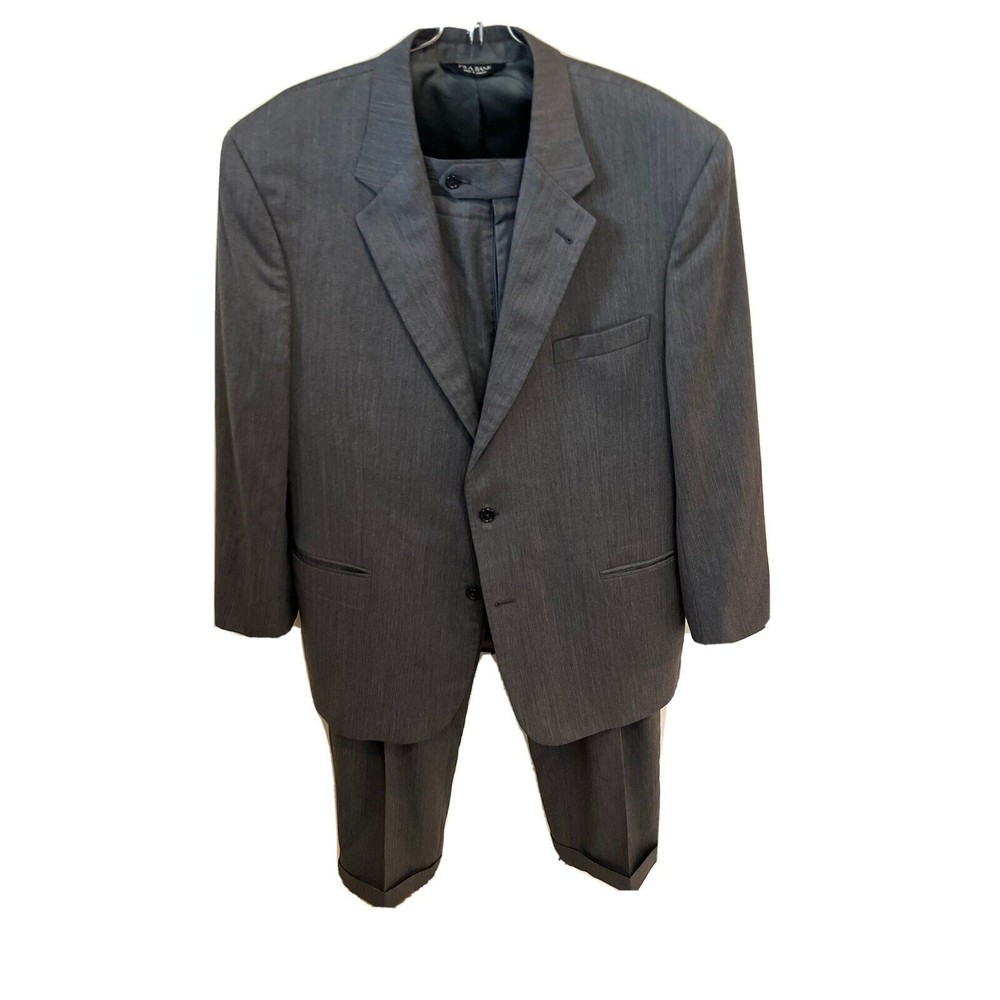 Jos. A. Bank Mens Gray Pleated 2pc Suit 46R Jacket 41 Pant